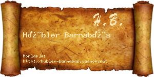 Hübler Barnabás névjegykártya